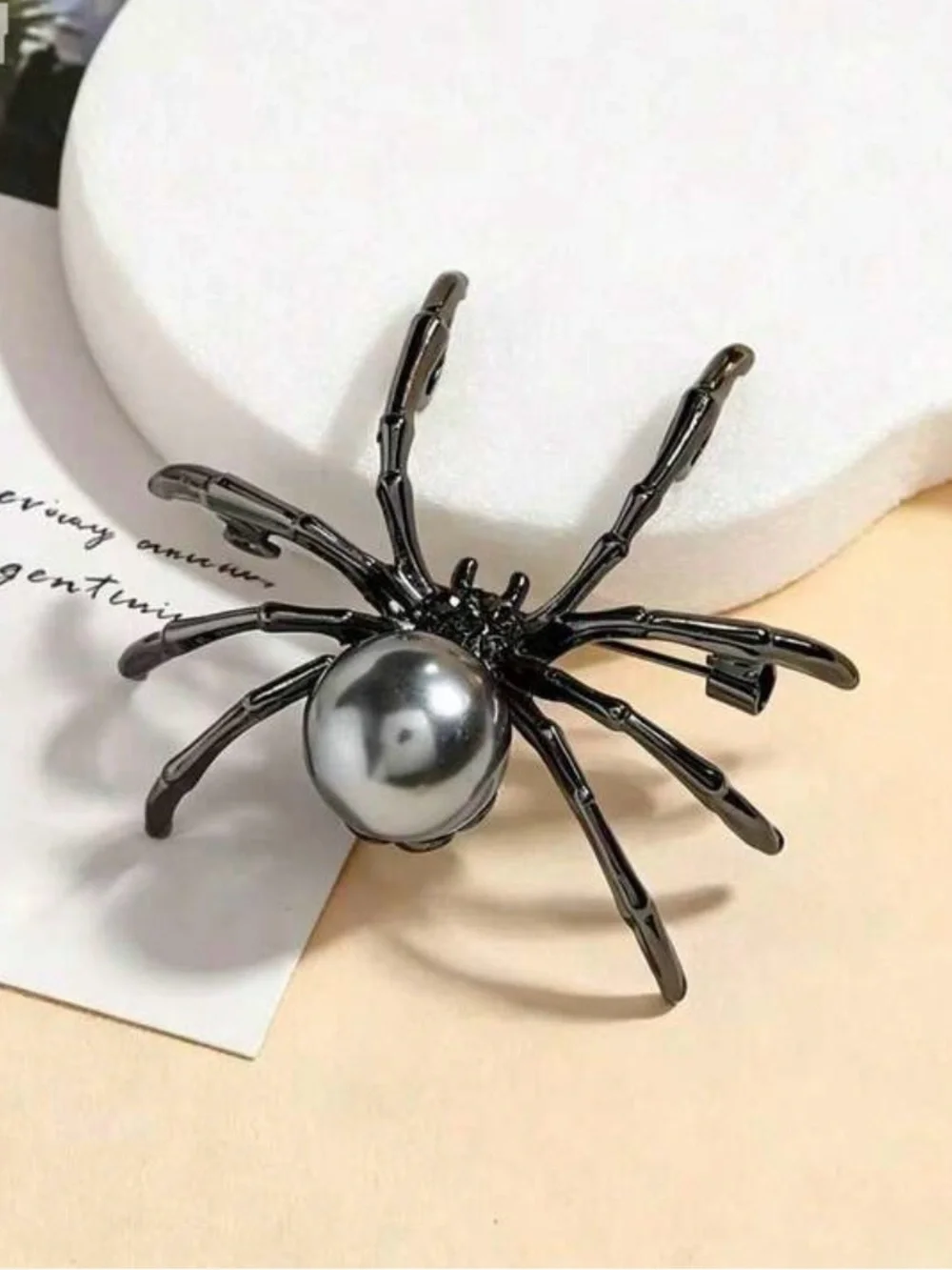 Black Spider Pearl Brooch - Women's Jewelry